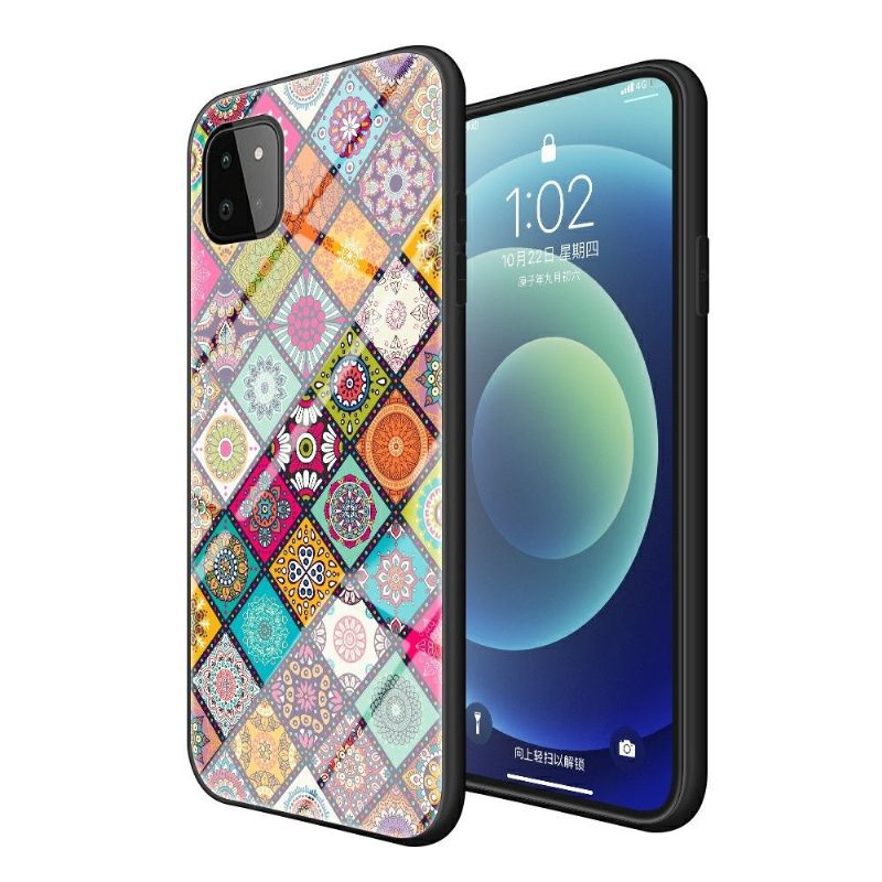 Kuori Samsung Galaxy A22 5G Kaleidoscope Mandala Jalustalla