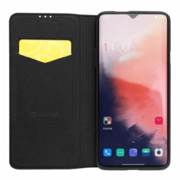 Nahkakotelo OnePlus 7T Murtumaton Puhelinkuoret Premium Aito Nahka - Musta