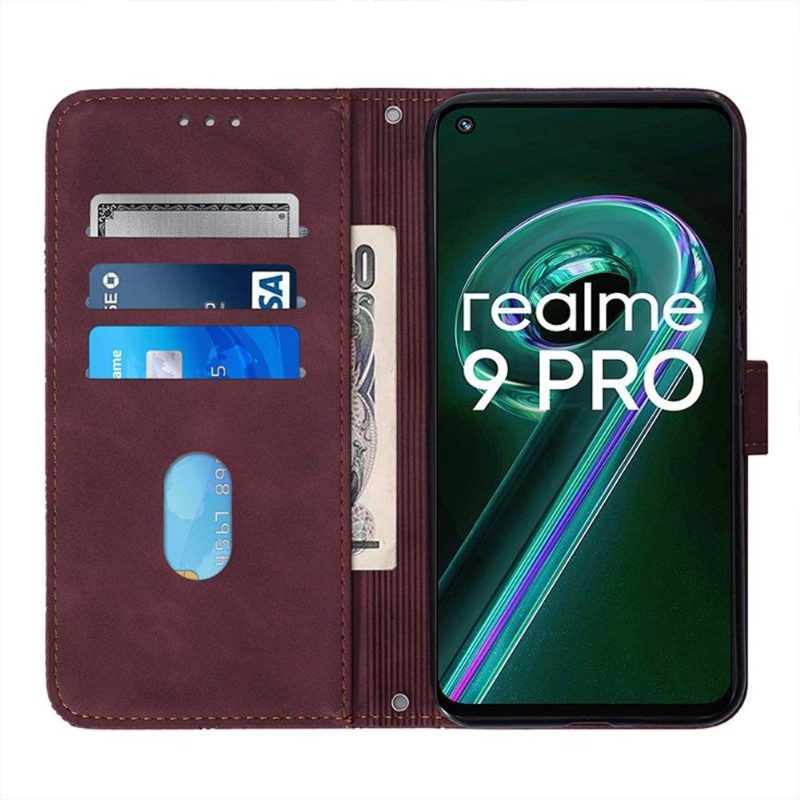 Kotelot Realme 9 Pro Plus Alkuperäinen Geometrinen Nahkaefekti