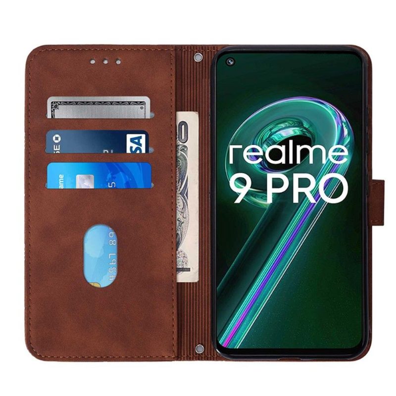 Kotelot Realme 9 Pro Plus Alkuperäinen Geometrinen Nahkaefekti