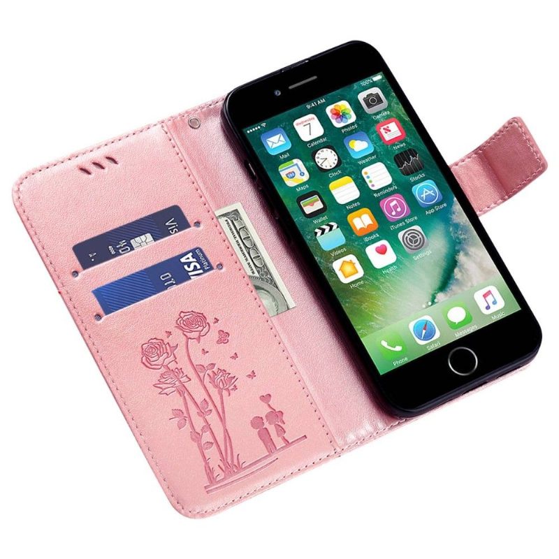 Flip Case iPhone SE 2022 Hemming Illustration Pariskunta Ja Voikukkia