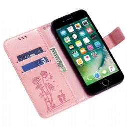 Flip Case iPhone SE 2022 Hemming Illustration Pariskunta Ja Voikukkia