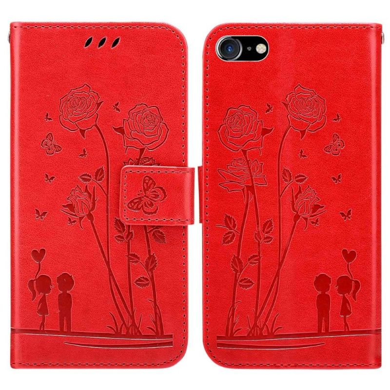 Flip Case iPhone SE 2022 Hemming Illustration Pariskunta Ja Voikukkia