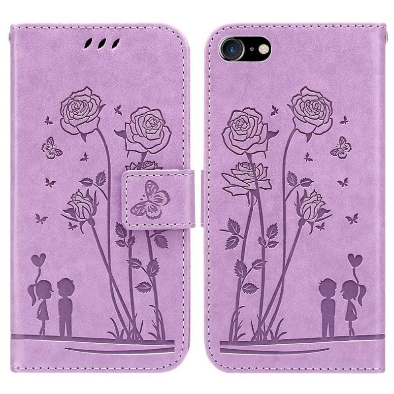 Flip Case iPhone SE 2022 Hemming Illustration Pariskunta Ja Voikukkia