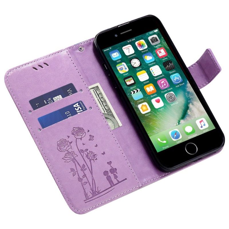 Flip Case iPhone SE 2022 Hemming Illustration Pariskunta Ja Voikukkia