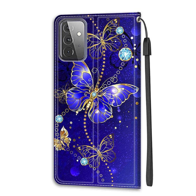 Nahkakotelo Samsung Galaxy A72 4G / A72 5G Murtumaton Puhelinkuoret Purple Butterfly