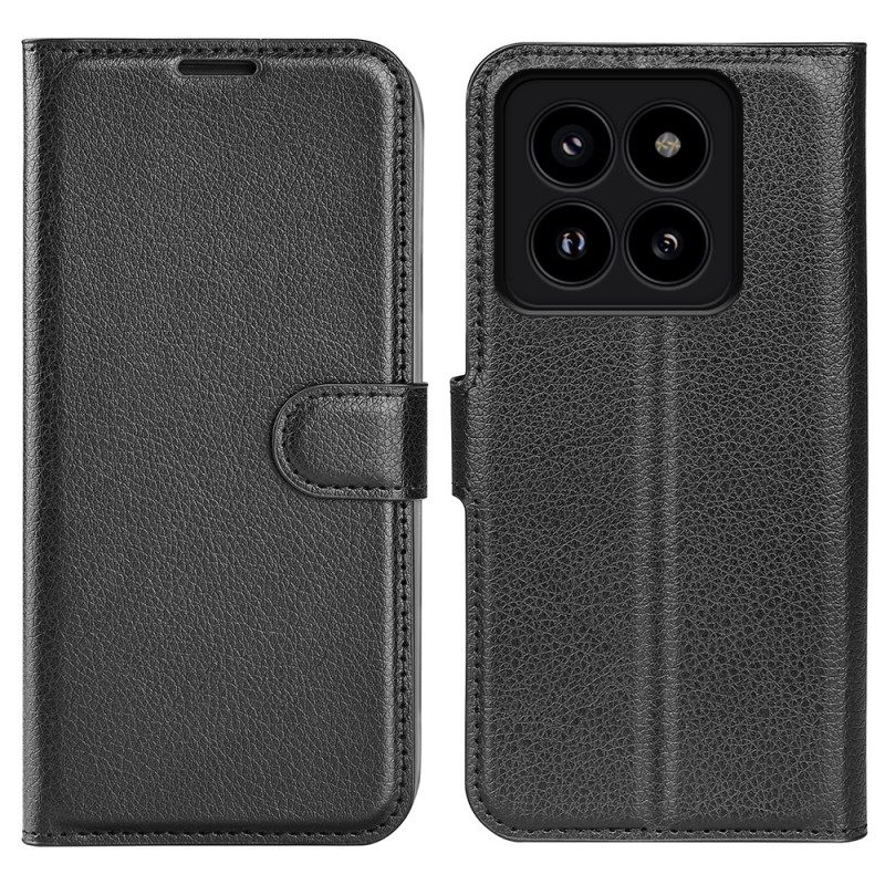 Kotelot Xiaomi 14 Pro Classic Litchi Faux Leather Suojakuori