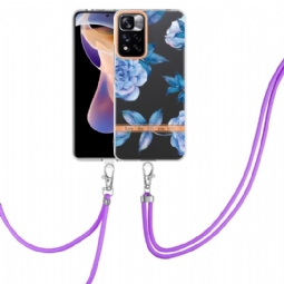 Case Xiaomi Redmi Note 11 Pro Plus 5G Kiristysnyörillä Peony Blue