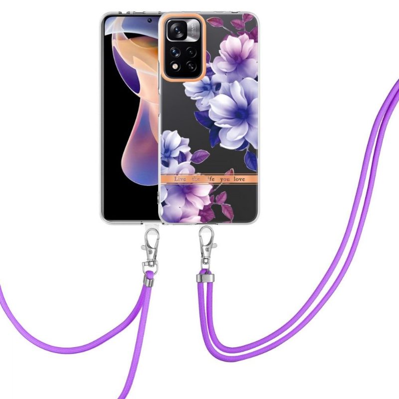 Kuori Xiaomi Redmi Note 11 Pro Plus 5G Suojakuori Kiristysnyörillä Begonia Flower