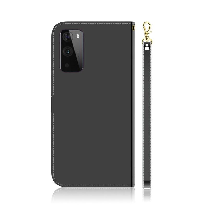 Flip Case OnePlus 9 Pro Hemming Keinonahkainen Peiliefekti