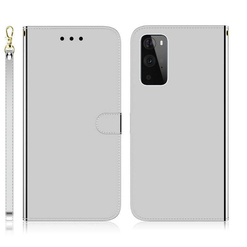 Flip Case OnePlus 9 Pro Hemming Keinonahkainen Peiliefekti