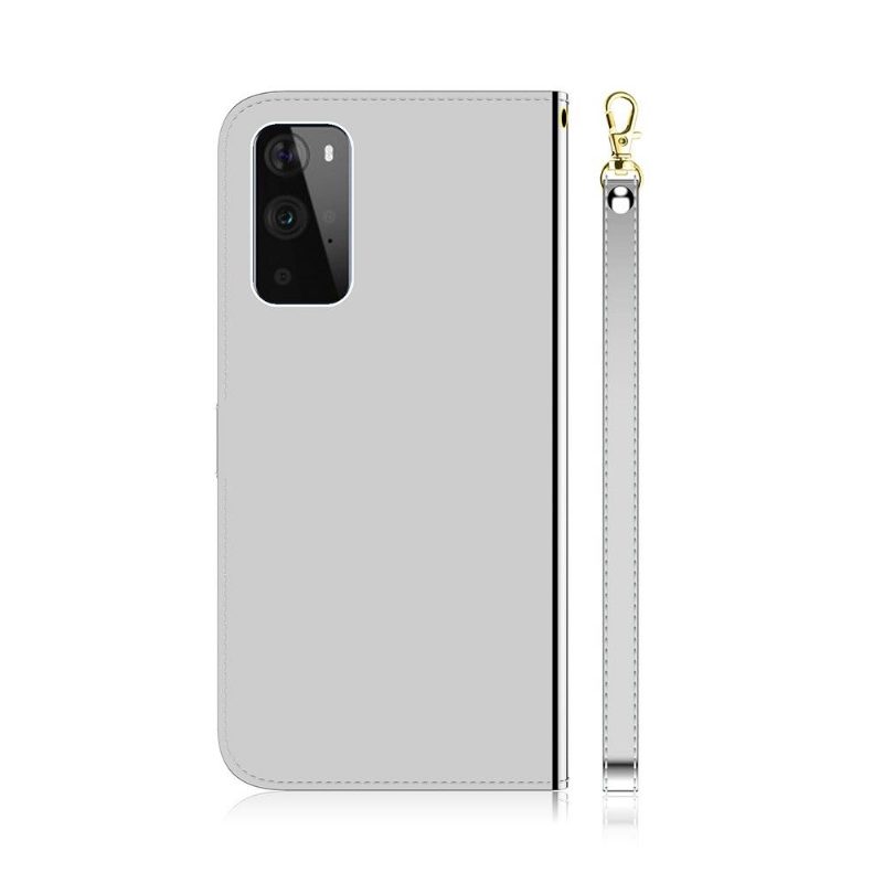 Flip Case OnePlus 9 Pro Hemming Keinonahkainen Peiliefekti