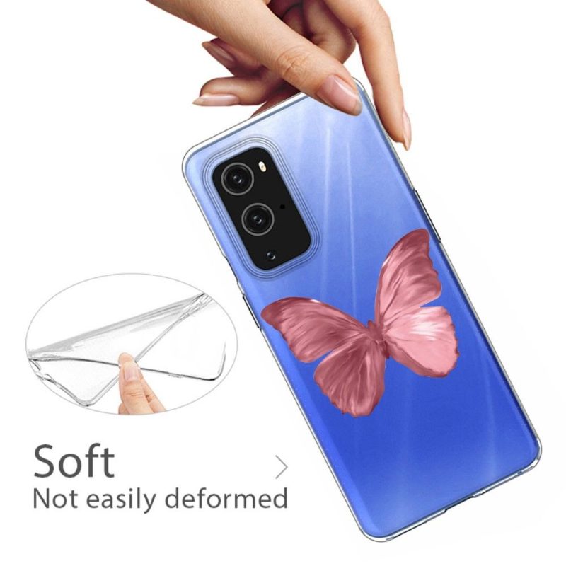 Kuori OnePlus 9 Pro Hemming Vaaleanpunainen Perhonen