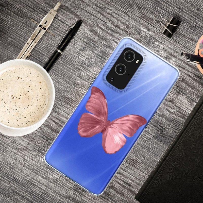 Kuori OnePlus 9 Pro Hemming Vaaleanpunainen Perhonen