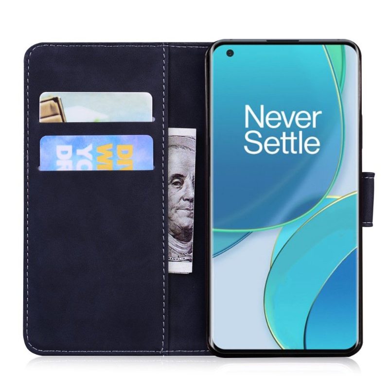 Nahkakotelo OnePlus 9 Pro Lompakkokuori Matte Leather -ompeleet