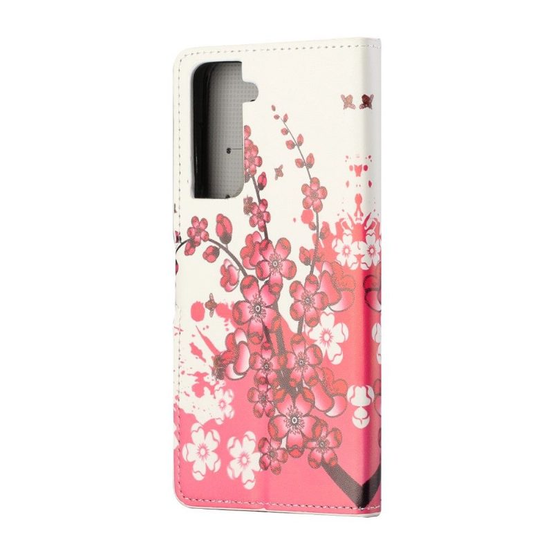 Flip Case Samsung Galaxy S21 5G Hemming Japanilainen Aprikoosipuu