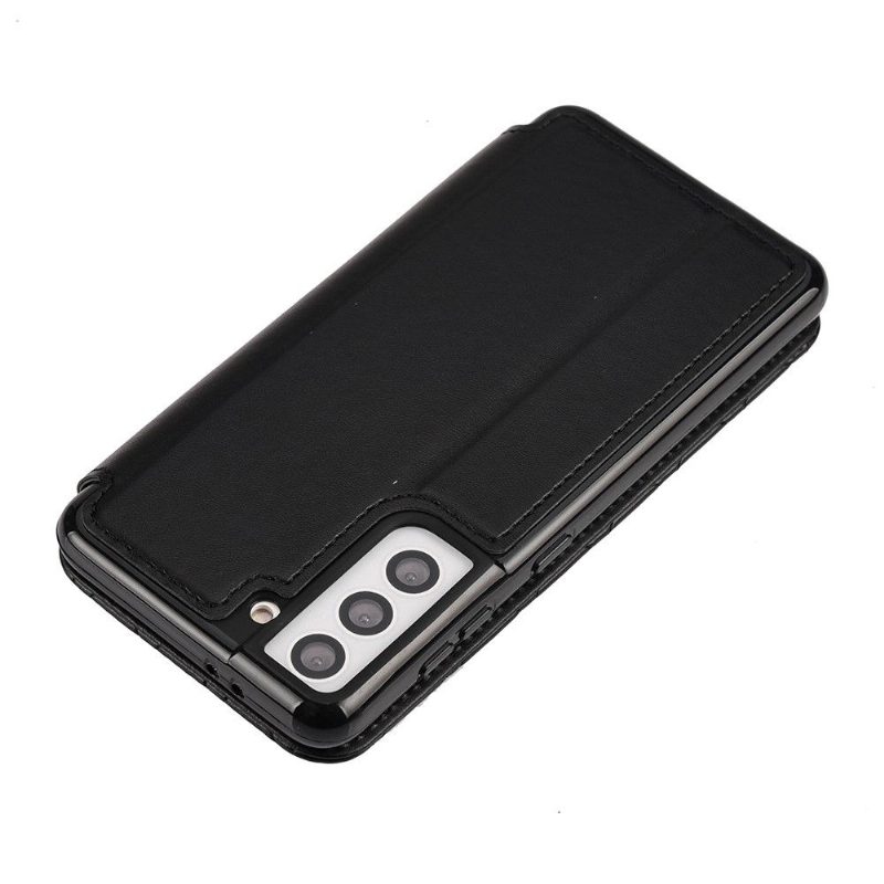 Flip Case Samsung Galaxy S21 5G Hemming Ylellinen Tikattu Nahkaefekti