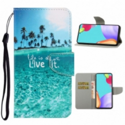 Flip Case Samsung Galaxy A52 4G / A52 5G / A52s 5G Suojaketju Kuori Elä Se Lanyardissa