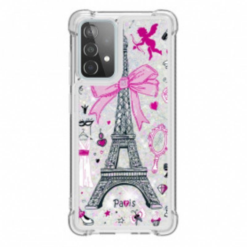 Kuori Samsung Galaxy A52 4G / A52 5G / A52s 5G Eiffel-tornin Paljetteja