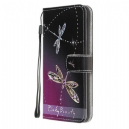 Nahkakotelo Samsung Galaxy A52 4G / A52 5G / A52s 5G Suojaketju Kuori Strappy Dragonflies