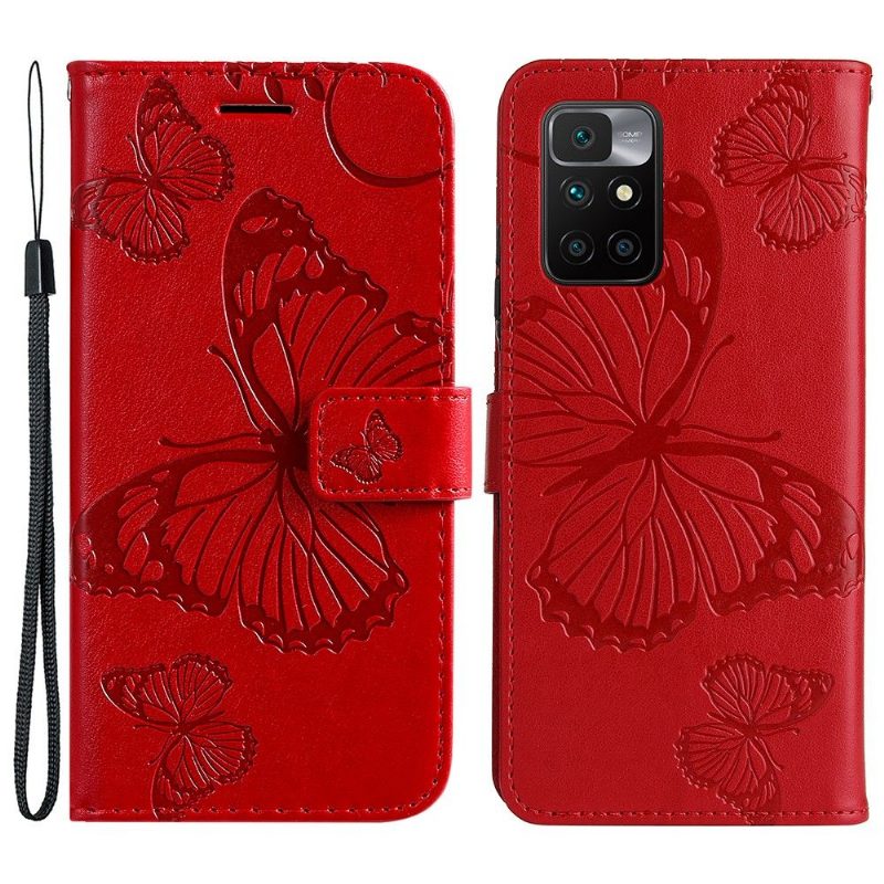 Nahkakotelo Xiaomi Redmi 10 Butterflies -toimintotuki