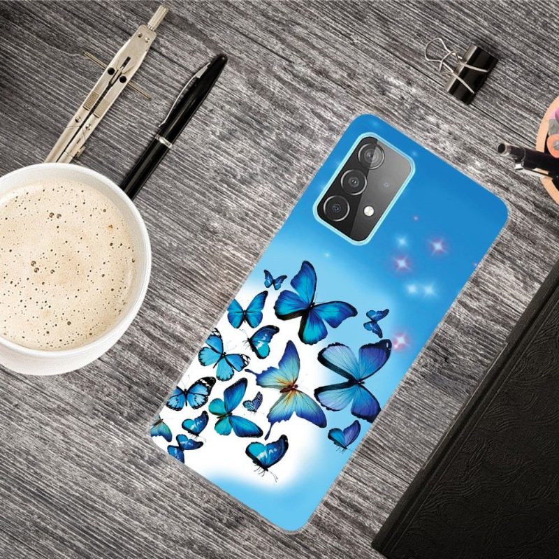 Case Samsung Galaxy A32 4G Murtumaton Puhelinkuoret Siniset Perhoset