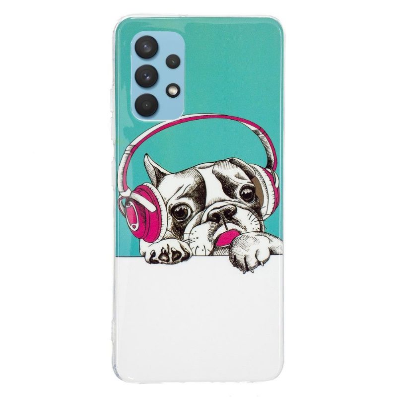 Kuori Samsung Galaxy A32 4G Luminous Dog Kuuntelee Musiikkia