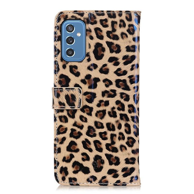 Flip Case Samsung Galaxy M52 5G Hemming Faux Leather Leopard Style