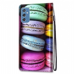 Flip Case Samsung Galaxy M52 5G Hemming Macaroons