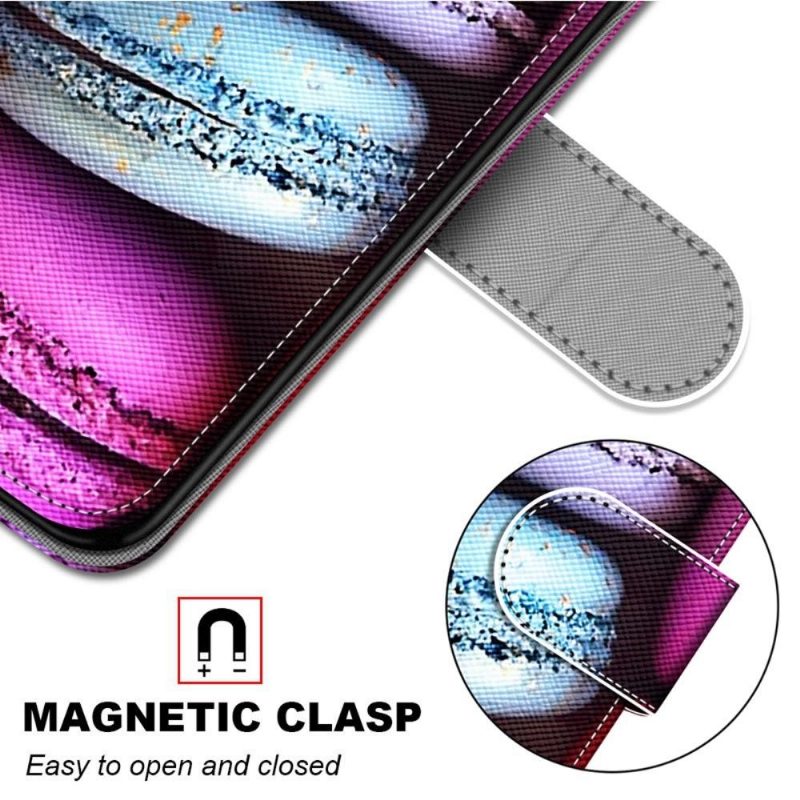 Flip Case Samsung Galaxy M52 5G Hemming Macaroons