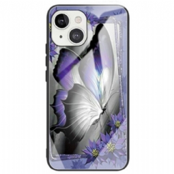 Kuori iPhone 14 Purple Butterfly Karkaistu Lasi