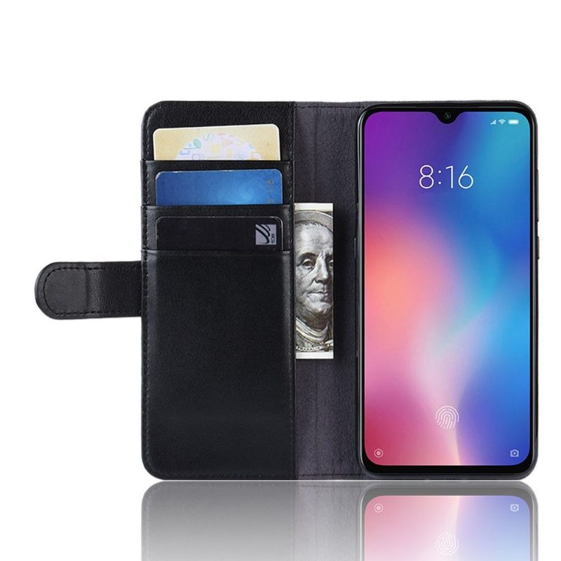 Kuoret Xiaomi Mi 9 SE Premium Nahkainen Korttikotelo - Musta