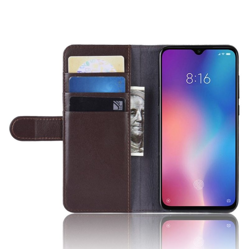 Nahkakuori Xiaomi Mi 9 SE Premium Nahkainen Korttikotelo - Ruskea