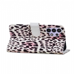 Flip Case Samsung Galaxy A32 5G Hemming Leopard-kuvio