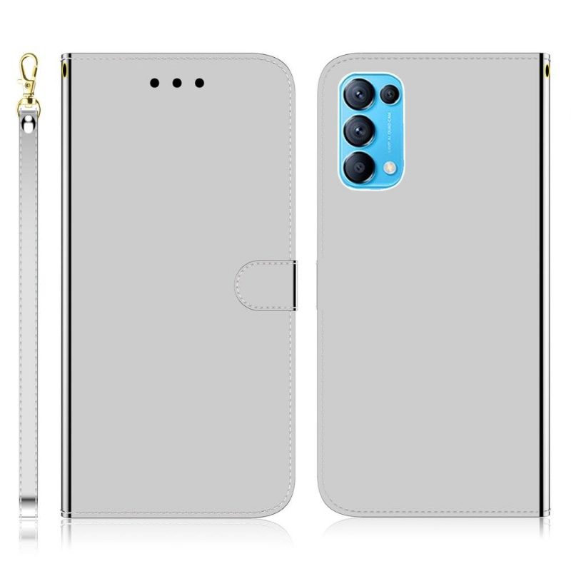 Flip Case Oppo Find X3 Lite Hemming Keinonahkainen Peiliefekti