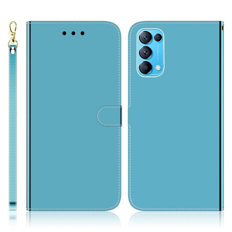 Flip Case Oppo Find X3 Lite Hemming Keinonahkainen Peiliefekti