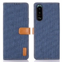 Flip Case Sony Xperia 5 III Hemming Canvas Effect Oxford