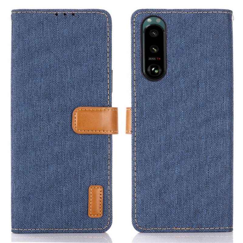 Flip Case Sony Xperia 5 III Hemming Canvas Effect Oxford