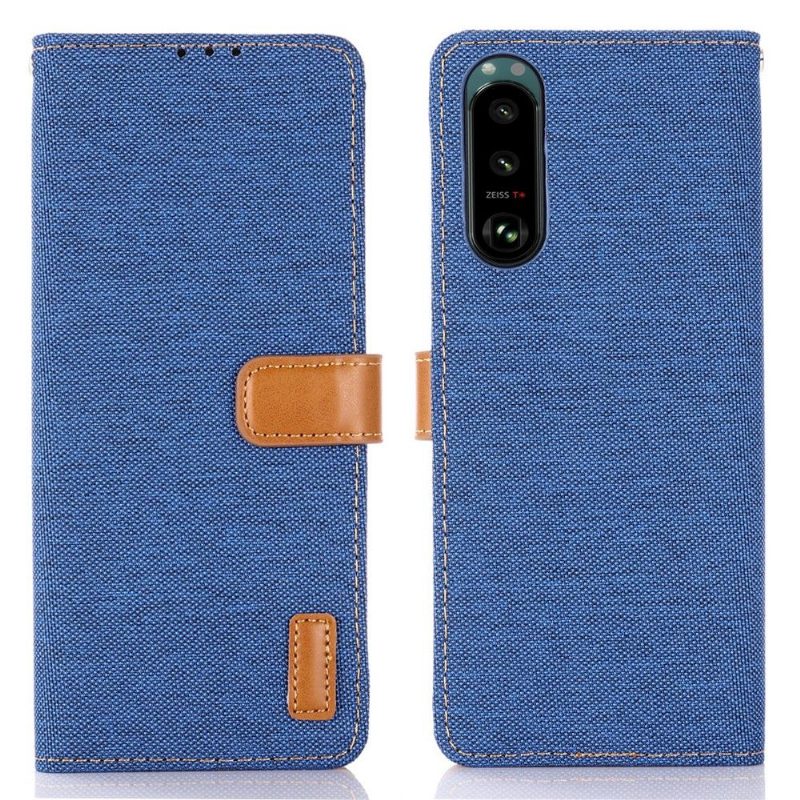 Flip Case Sony Xperia 5 III Hemming Canvas Effect Oxford