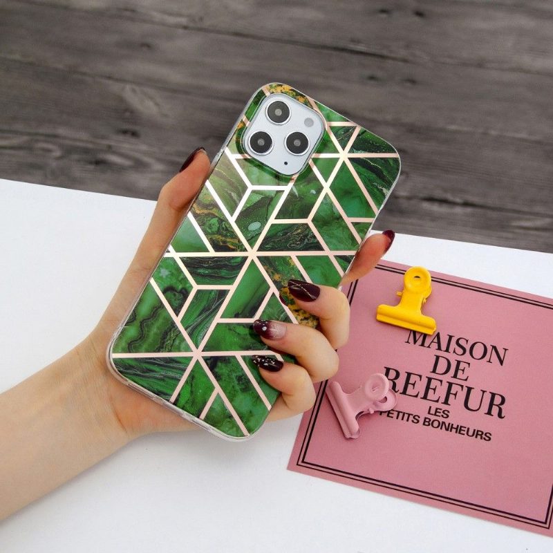 Case iPhone 12 / 12 Pro Murtumaton Puhelinkuoret Emerald Geometry