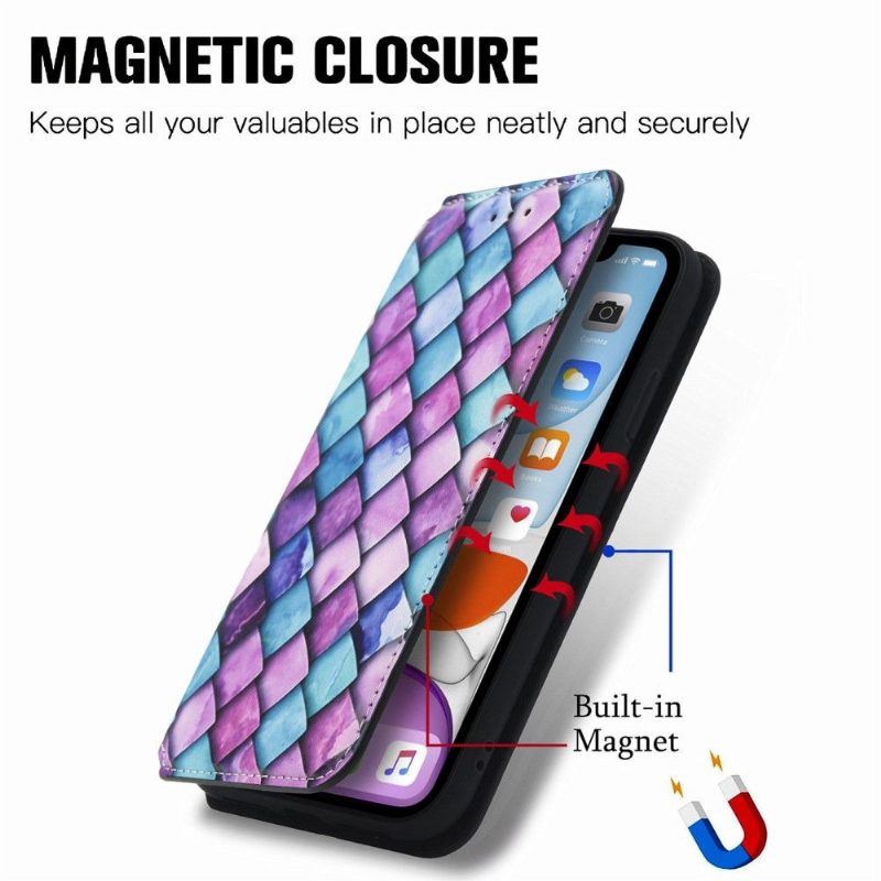 Flip Case iPhone XR Hemming Värikäs Kilpikonnatyyli