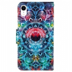 Flip Case iPhone XR Hemming Värikäs Mandala