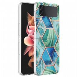 Case Samsung Galaxy Z Flip 4 Kotelot Flip Geometrinen Marmori