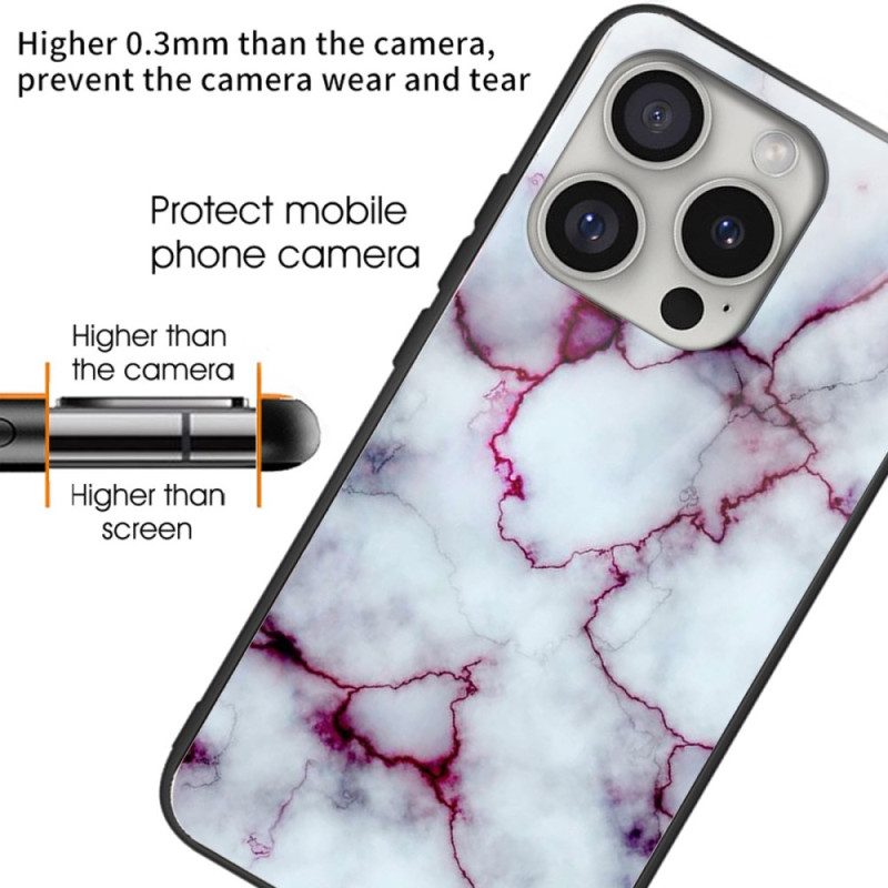 Kuori iPhone 16 Pro Max Purppuraa Marmoria Karkaistua Lasia Suojakuori