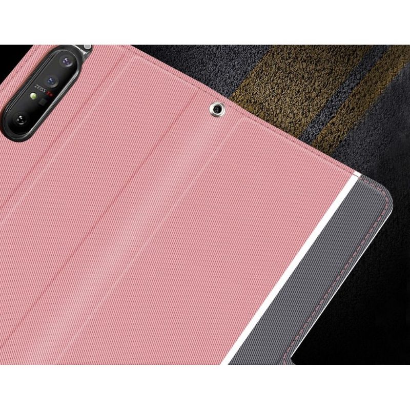 Flip Case Sony Xperia 1 II Hemming Victoria Style Leather - Vaaleanpunainen