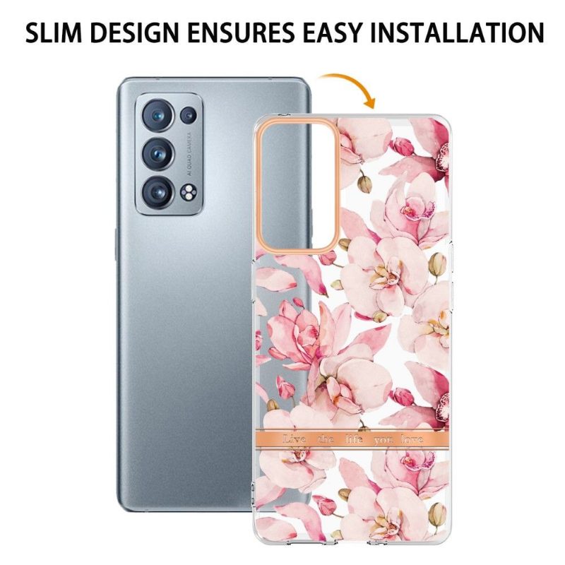 Case Oppo Reno 6 Pro 5G Murtumaton Puhelinkuoret Gardenia Vaaleanpunainen Kukka