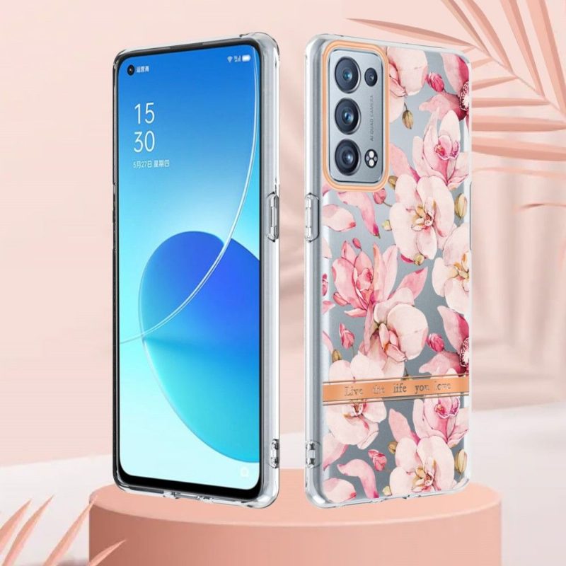 Case Oppo Reno 6 Pro 5G Murtumaton Puhelinkuoret Gardenia Vaaleanpunainen Kukka