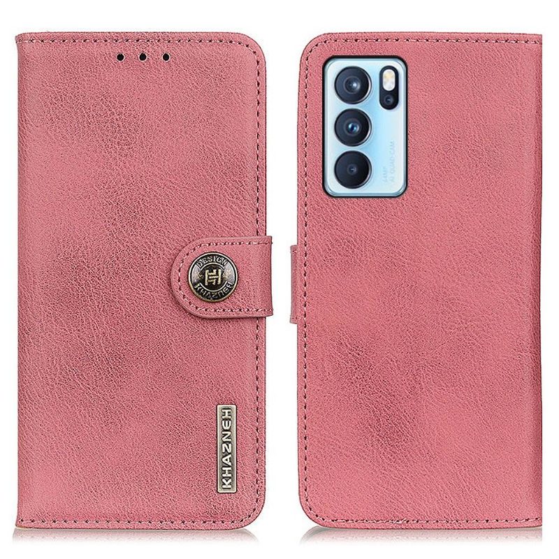 Nahkakotelo Oppo Reno 6 Pro 5G Murtumaton Puhelinkuoret Khazneh Leather Effect -korttikotelo