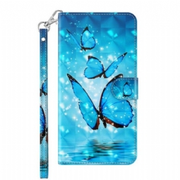 Flip Case Xiaomi Redmi Note 10 5G Sinisiä Perhosia