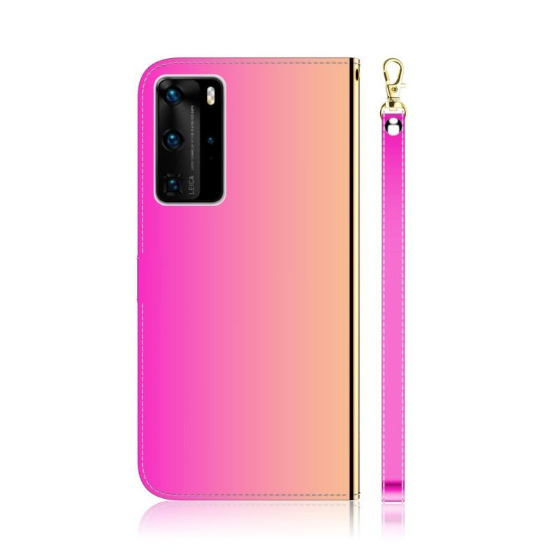 Kotelot Huawei P40 Pro Faux Leather Mirror Effect - Vaaleanpunainen